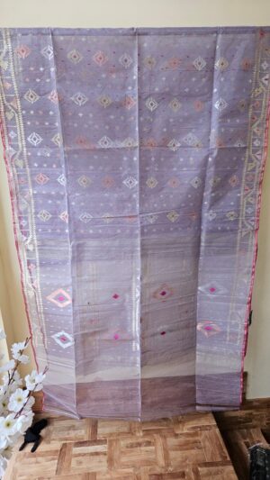 Pure Dhakai-Jamdani Half Silk Saree