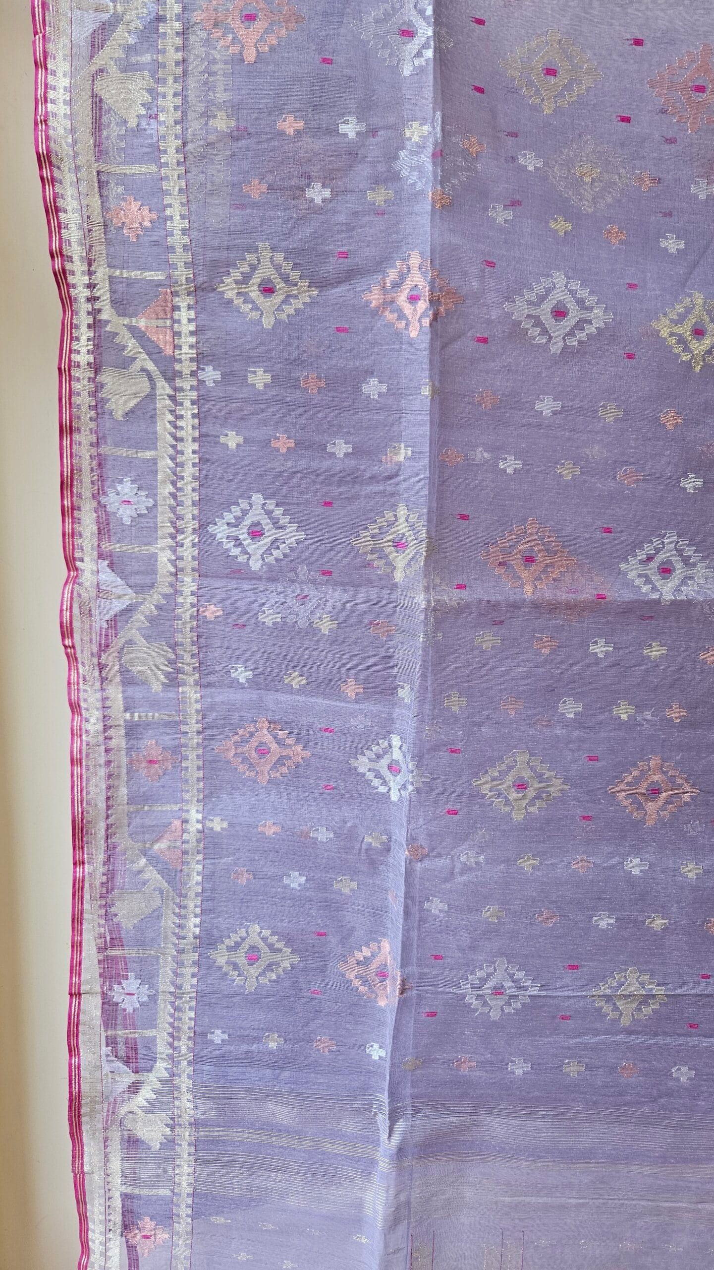 Pure Dhakai-Jamdani Half Silk Saree - Image 3