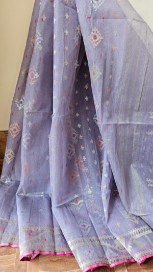 Pure Dhakai-Jamdani Half Silk Saree
