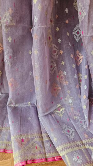 Pure Dhakai-Jamdani Half Silk Saree