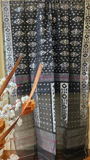 Pure Dhakai-Jamdani Half Silk Saree