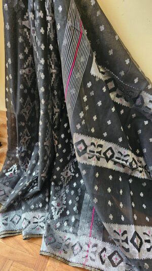 Pure Dhakai-Jamdani Half Silk Saree